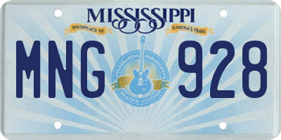 MS license plate MNG928