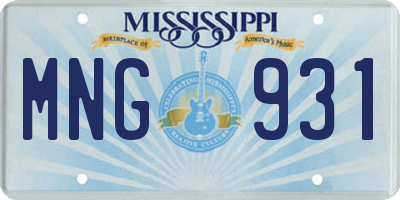 MS license plate MNG931
