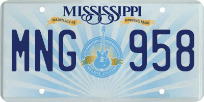 MS license plate MNG958