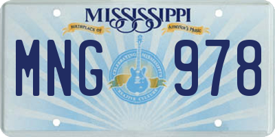MS license plate MNG978