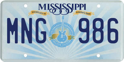 MS license plate MNG986