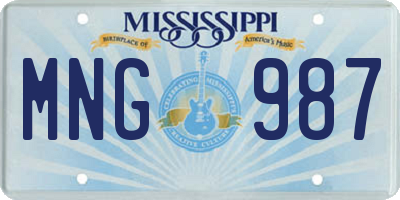 MS license plate MNG987