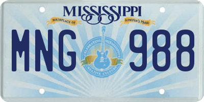 MS license plate MNG988