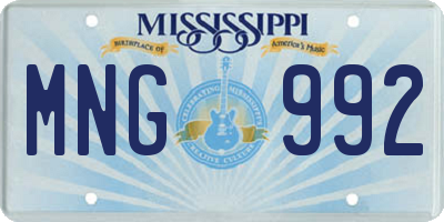 MS license plate MNG992