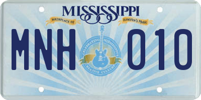 MS license plate MNH010
