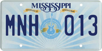 MS license plate MNH013