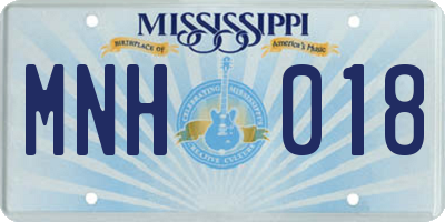 MS license plate MNH018