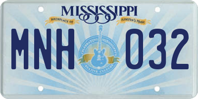 MS license plate MNH032