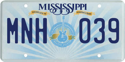 MS license plate MNH039
