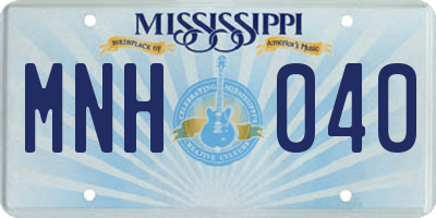 MS license plate MNH040