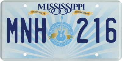 MS license plate MNH216