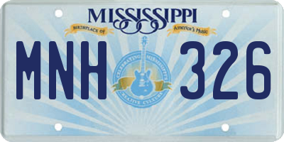 MS license plate MNH326
