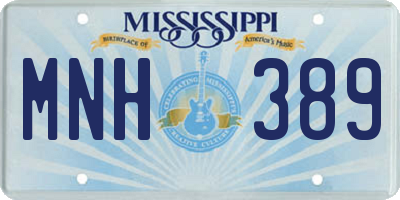 MS license plate MNH389