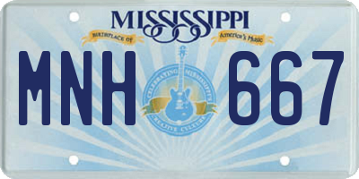 MS license plate MNH667