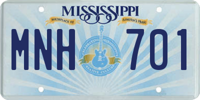 MS license plate MNH701