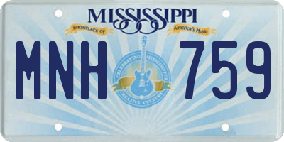 MS license plate MNH759