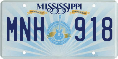 MS license plate MNH918
