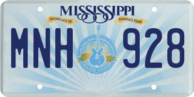 MS license plate MNH928
