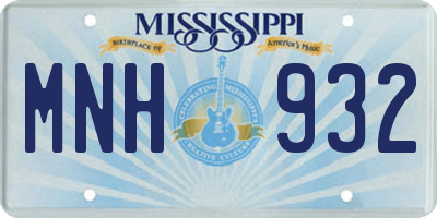 MS license plate MNH932