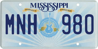 MS license plate MNH980