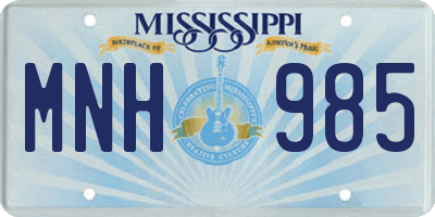 MS license plate MNH985