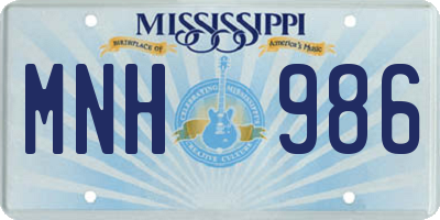 MS license plate MNH986