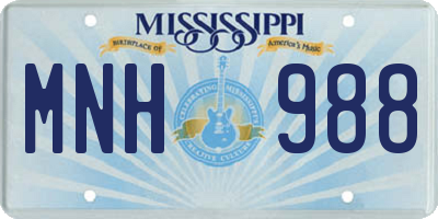 MS license plate MNH988