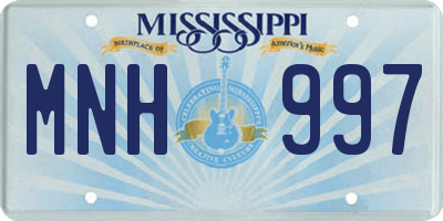 MS license plate MNH997