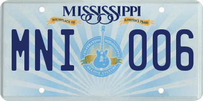 MS license plate MNI006