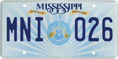 MS license plate MNI026