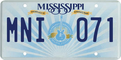 MS license plate MNI071
