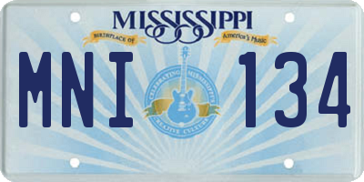 MS license plate MNI134