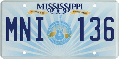 MS license plate MNI136