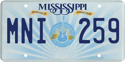 MS license plate MNI259