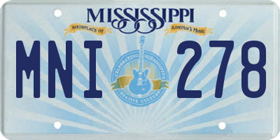 MS license plate MNI278