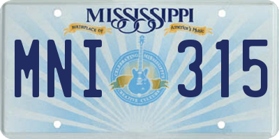 MS license plate MNI315