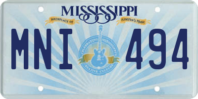 MS license plate MNI494