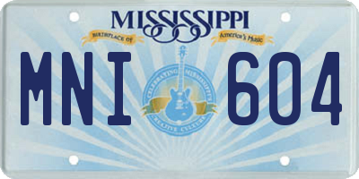 MS license plate MNI604