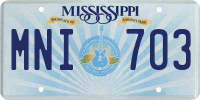 MS license plate MNI703