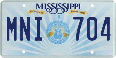 MS license plate MNI704