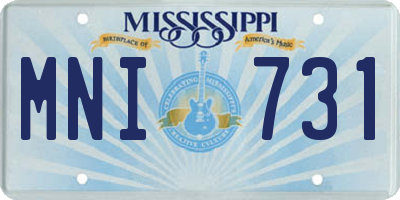 MS license plate MNI731