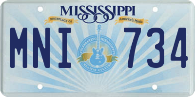 MS license plate MNI734