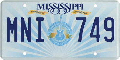 MS license plate MNI749