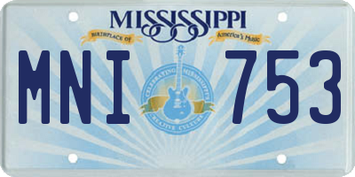 MS license plate MNI753