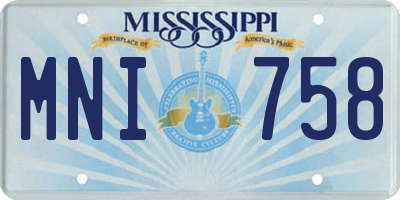 MS license plate MNI758