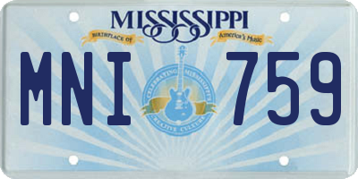 MS license plate MNI759