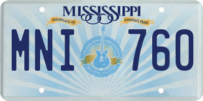 MS license plate MNI760
