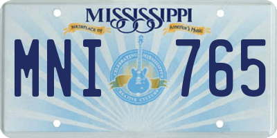 MS license plate MNI765