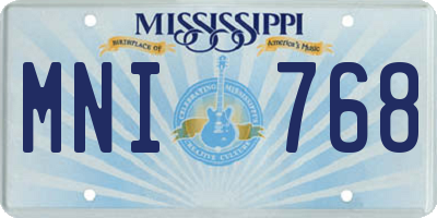 MS license plate MNI768