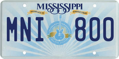 MS license plate MNI800